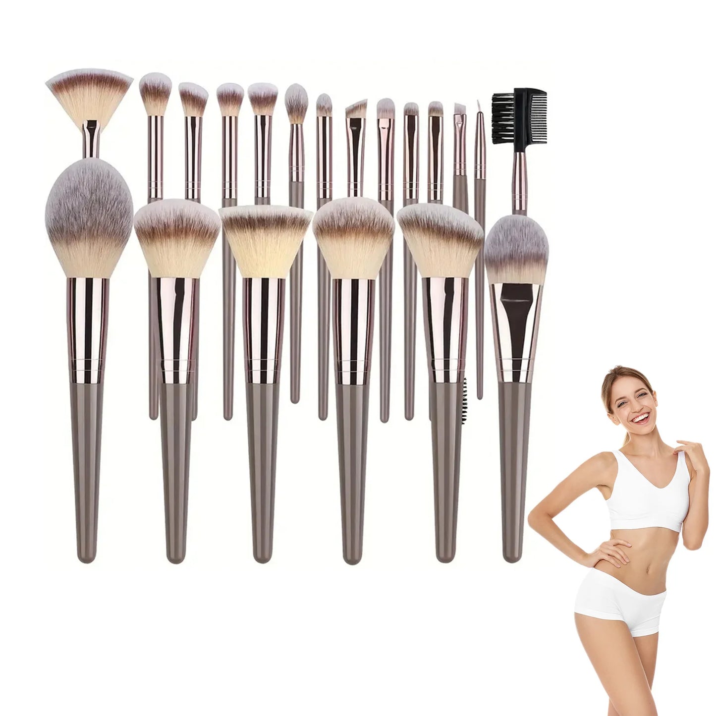 Femmique 15/20pcs Beauty Makeup Brushes Set With Durable Plastic Handle and Made of Soft Fibre