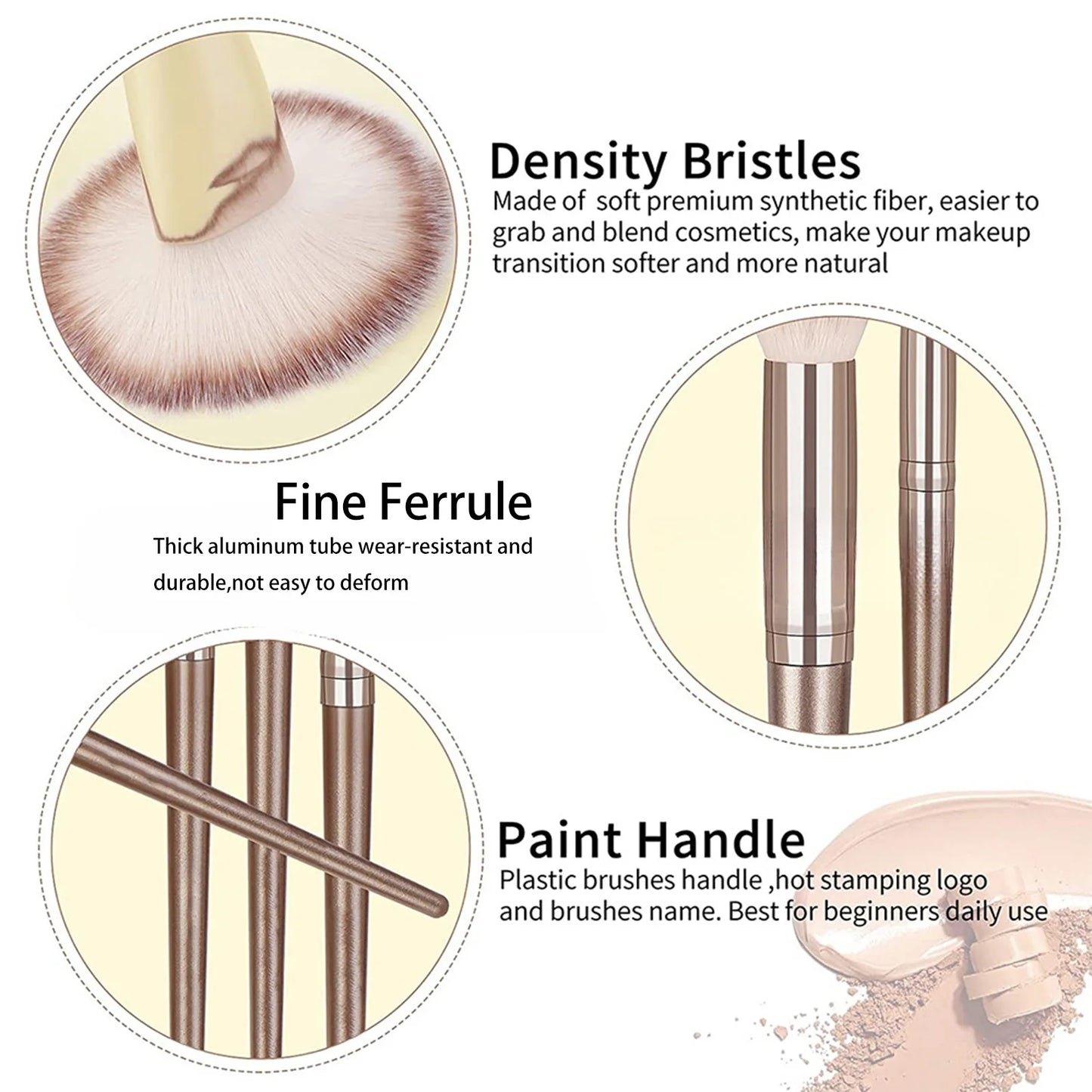 Femmique 15/20pcs Beauty Makeup Brushes Set With Durable Plastic Handle and Made of Soft Fibre