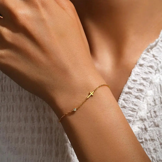 Femmique Grace & Shine Cross Bracelet - 18K Gold