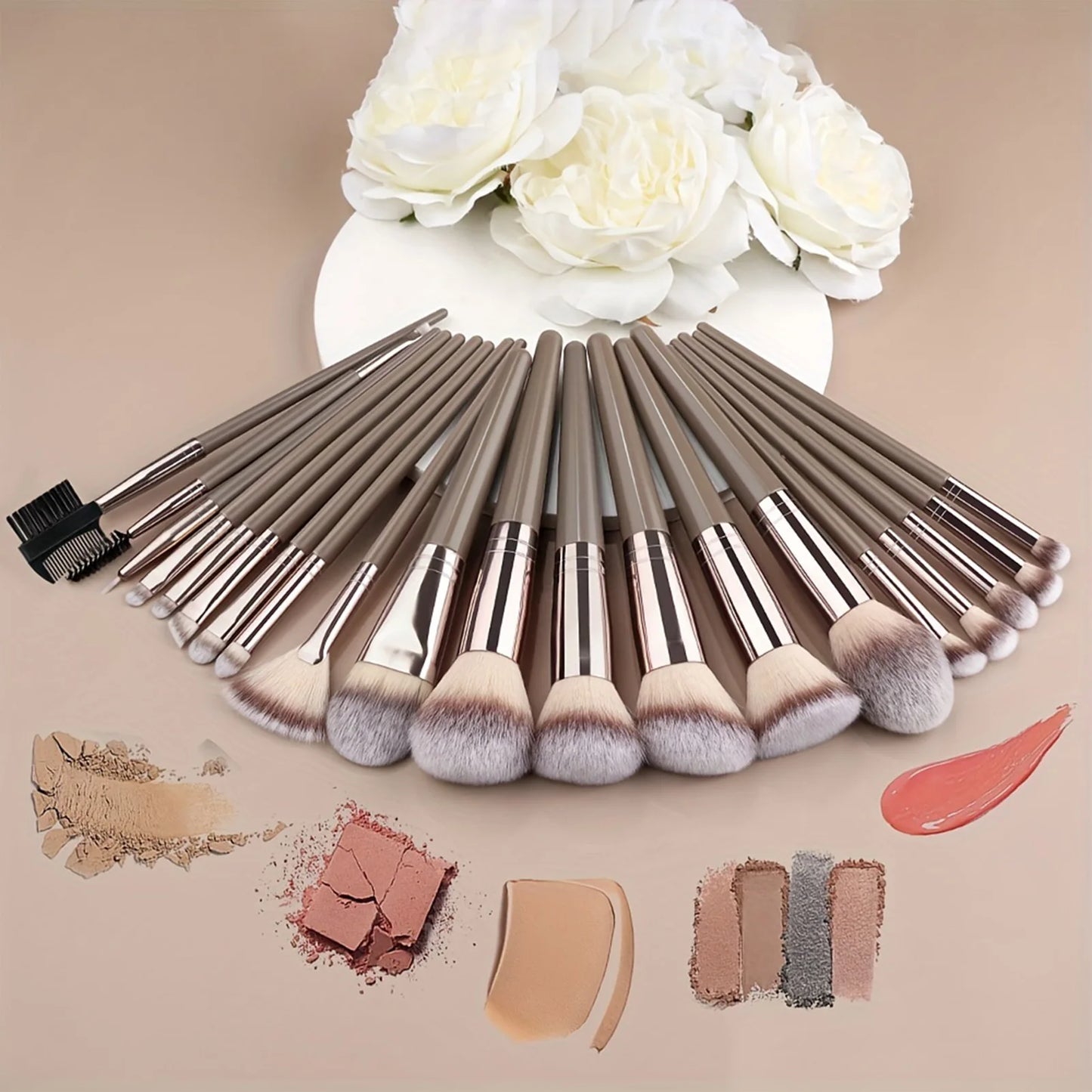 Femmique 15/20pcs Beauty Makeup Brushes Set With Durable Plastic Handle and Made of Soft Fibre