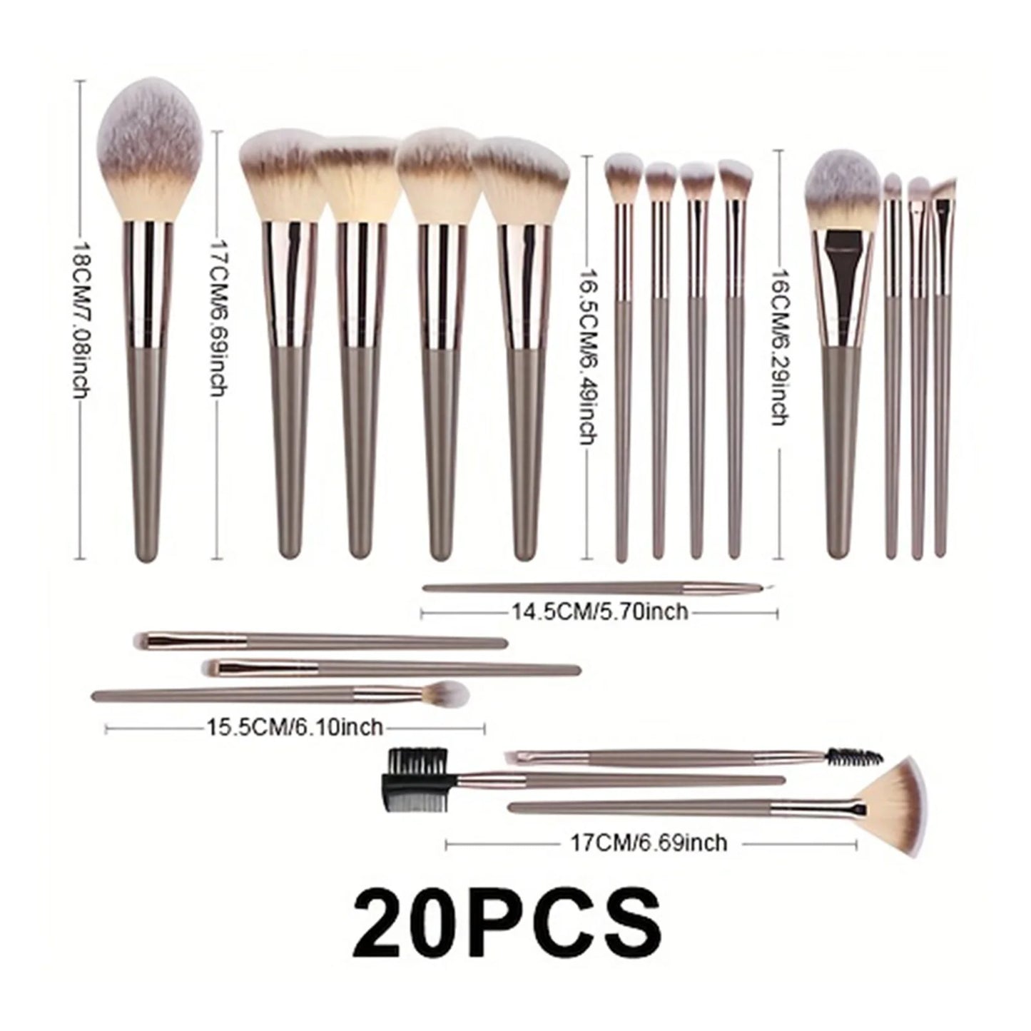 Femmique 15/20pcs Beauty Makeup Brushes Set With Durable Plastic Handle and Made of Soft Fibre
