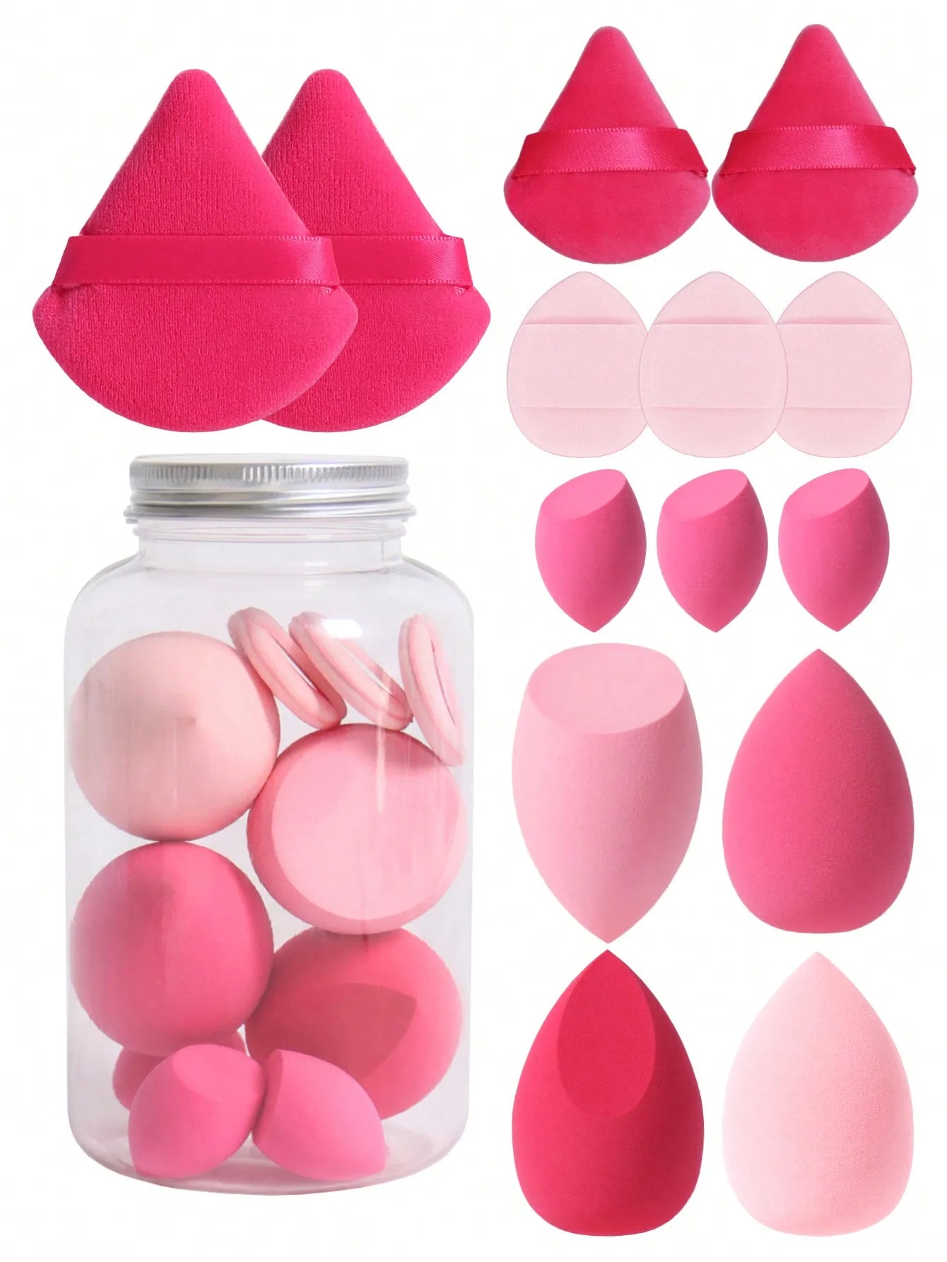 Femmique 15 Different Angled Sponges Set And Storage Jar